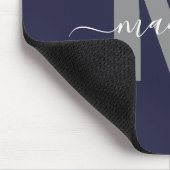 Marineblauw initiële naam monogram muismat (Hoek)