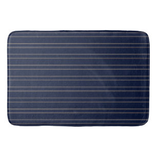 Marineblauw Ivoor Goud Pinstrepen Badmat
