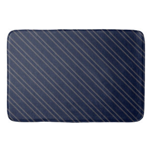 Marineblauw Ivoor Goud Pinstrepen Badmat