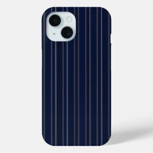 Marineblauw Ivoor Goud Pinstrepen iPhone 15 Case