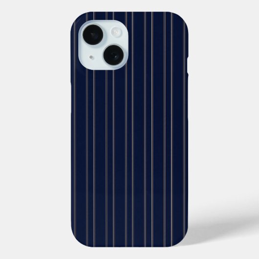 Marineblauw Ivoor Goud Pinstrepen Case-Mate iPhone Case (Achterkant)