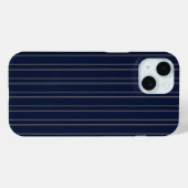 Marineblauw Ivoor Goud Pinstrepen Case-Mate iPhone Case (Achterkant (horizontaal))