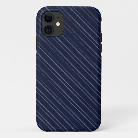 Marineblauw Ivoor Goud Pinstrepen Case-Mate iPhone Case (Achterkant)
