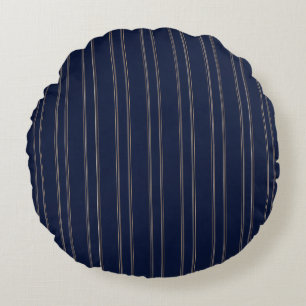 Marineblauw Ivoor Goud Pinstrepen Rond Kussen