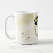 Marineblauw ivoor gouden bloemen monogram koffiemok (Links)
