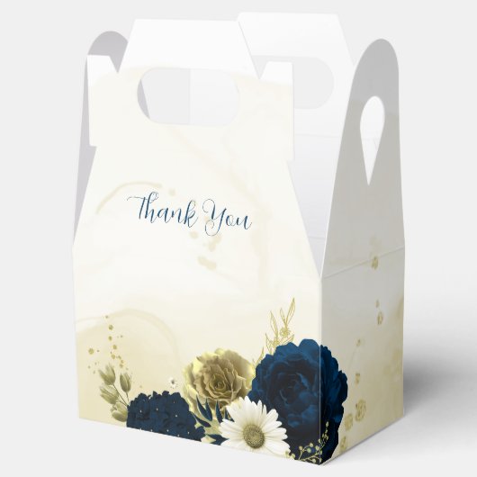 marineblauw ivoor wit en goud bloemen bruiloft bedankdoosjes (Geopend)