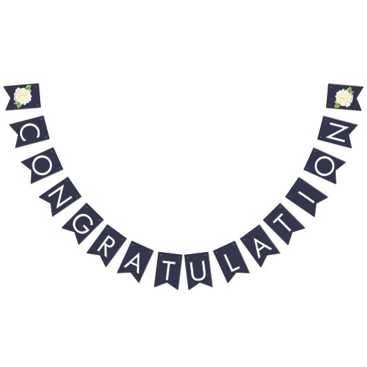 marineblauw Ivory Roos bruiloft BUNTING Vlaggetjes (Alle)