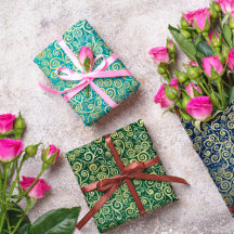 Marineblauw Jade Groen Blauwgroen Goud Swirls Patr