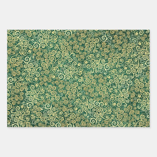Marineblauw Jade Groen Blauwgroen Goud Swirls Patr Inpakpapier Vel (Voorkant 3)