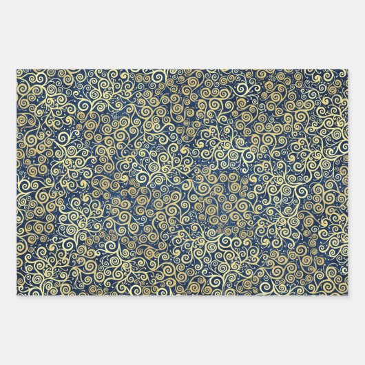 Marineblauw Jade Groen Blauwgroen Goud Swirls Patr Inpakpapier Vel (Voorkant)