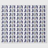 Marineblauw JOY Vrolijk kerstvakantie foto Cadeaupapier (Vlak)