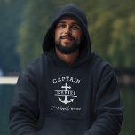 Marineblauw Kapitein Boot Nautisch Ankerschip Hoodie<br><div class="desc">Vaar in stijl met de Navy Blue Captain Boat Nautical Anchor Ship Hoodie. Dit premium t-shirt heeft een klassieke marineblauwe tint en een opvallend anker- en scheepsontwerp, ideaal voor maritieme liefhebbers. Gemaakt van zachte, ademende stof, zorgt het voor de hele dag comfort, of je nu op het water of op...</div>