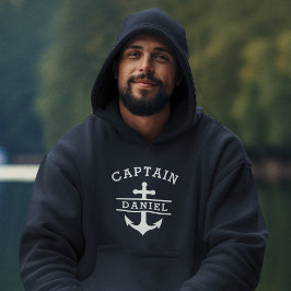 Marineblauw Kapitein Boot Nautisch Ankerschip Hoodie