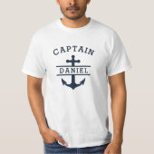 Marineblauw Kapitein Boot Nautisch Ankerschip T-shirt (Voorkant)