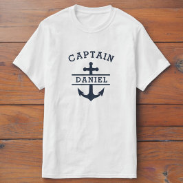 Marineblauw Kapitein Boot Nautisch Ankerschip T-shirt