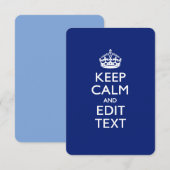 Marineblauw Keep Calm En Bewerk Tekst Gepersonalis (Voorkant / Achterkant)