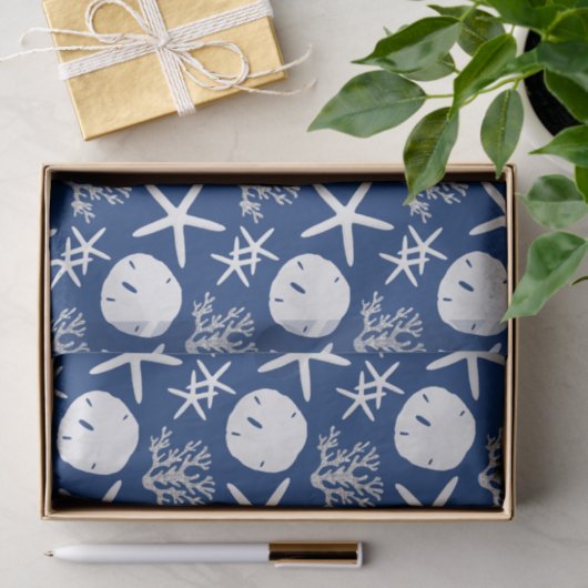marineblauw kerstmankreeften met blauw borstbeen tissuepapier (Geschenk)