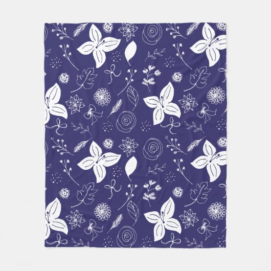 Marineblauw Kerstmis  Fleece Deken (Voorkant)