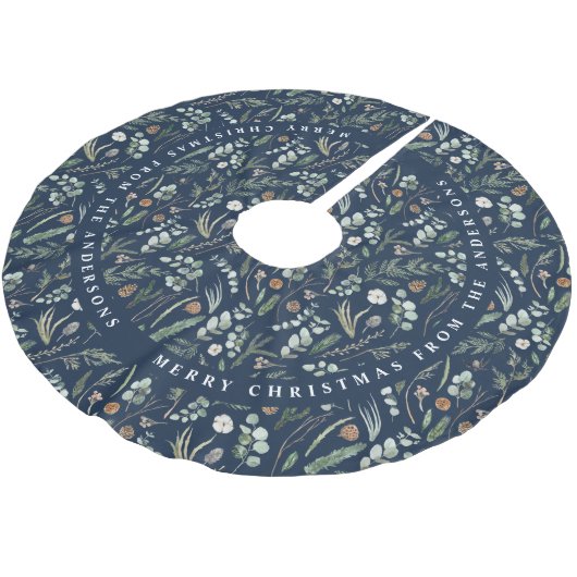 Marineblauw Kerstmis modern minimaal botanisch cad Kerstboom Rok (Gekanteld)