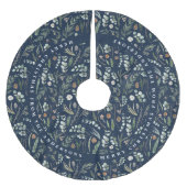 Marineblauw Kerstmis modern minimaal botanisch cad Kerstboom Rok (Voorkant)