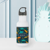 Marineblauw | Kinder naam van het kleurrijke dinos Waterfles