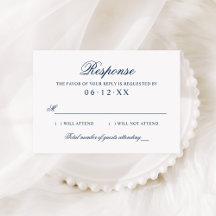 Marineblauw Klassiek Huwelijksgastentelling Script