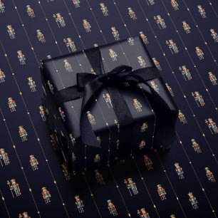 Marineblauw klassiek notenkraker inpakpapier