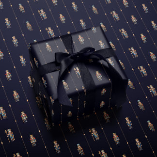 Marineblauw klassiek notenkraker inpakpapier
