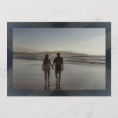 marineblauw klassieker deco goudmonogram foto save the date (Achterkant)