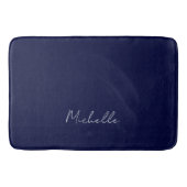 Marineblauw Kleur Gewoon Modern Eigen Naam Kalligr Badmat (Voorkant)