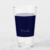 Marineblauw Kleur Gewoon Modern Eigen Naam Kalligr Glas (Voorkant)