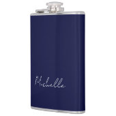 Marineblauw Kleur Gewoon Modern Eigen Naam Kalligr Heupfles (Links)