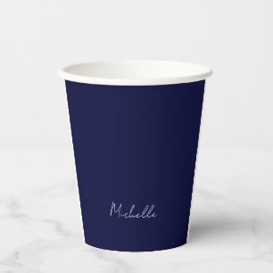 Marineblauw Kleur Gewoon Modern Eigen Naam Kalligr Papieren Bekers