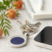 Marineblauw Kleur Gewoon Modern Eigen Naam Kalligr Sleutelhanger (Zijkant)