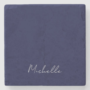 Marineblauw Kleur Gewoon Modern Eigen Naam Kalligr Stenen Onderzetter