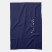 Marineblauw Kleur Gewoon Modern Eigen Naam Kalligr Theedoek (Verticaal)