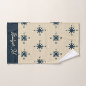 marineblauw kompas & Monogram Beige Kusthuis Bad Handdoek (Handdoek)