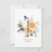 Marineblauw koraal bloemenbruiloft RSVP-Kaart Kaart (Voorkant)