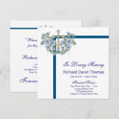 Marineblauw kruis in liefdevolle herinnering kaart (Voorkant / Achterkant)