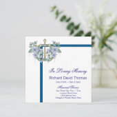 Marineblauw kruis in liefdevolle herinnering kaart (Staand voorkant)