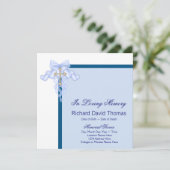 Marineblauw kruis in liefdevolle herinnering kaart (Staand voorkant)