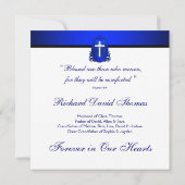 Marineblauw kruis in liefdevolle herinnering kaart (Achterkant)