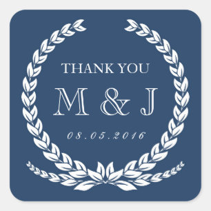  marineblauw Laurel Wreath Wedding Sticker