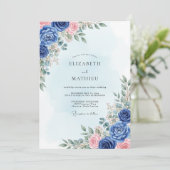 Marineblauw Lentewedding Kaart (Staand voorkant)