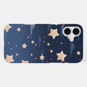 Marineblauw & Licht Beige Grote Oude Sterren iPhone Hoesje (Achterkant horizontaal)