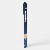 Marineblauw & Licht Beige Grote Oude Sterren iPhone Hoesje (Linkerkant)