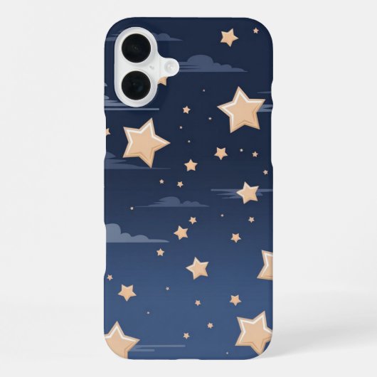 Marineblauw & Licht Beige Grote Oude Sterren iPhone Hoesje (Achterkant)