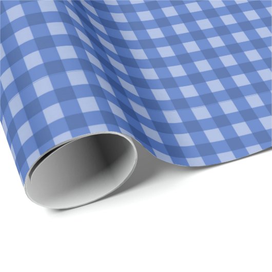 Marineblauw | Licht blauw gingham-omslagpapier Cadeaupapier (Rol Hoek)