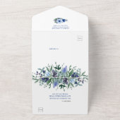 Marineblauw, Lichtblauw Anemoon Bloem | All In One Uitnodiging (Buitenkant)