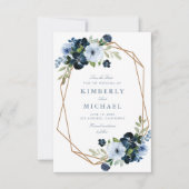 Marineblauw & lichtblauw bruiloft Bewaar de datumk Save The Date (Voorkant)